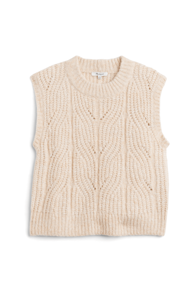Stitch Fix Women’s cream cable-knit vest.