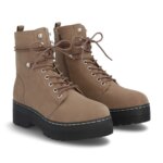 Stitch Fix Women’s taupe platform lace-up boots.