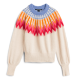 Stitch Fix Women’s off-white, blue, orange and pink Fair Isle pullover sweater.