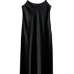 Stitch Fix Women’s black midi satin slip dress.