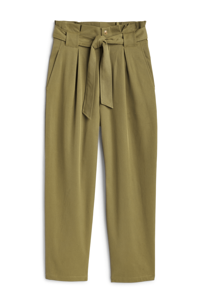 Stitch Fix Women’s olive paper bag belted trousers.