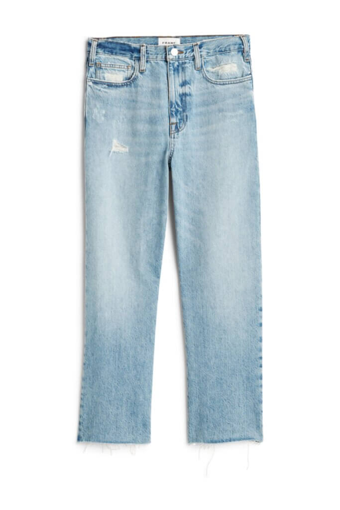 Stitch Fix Women’s distressed light-wash straight-leg jeans.