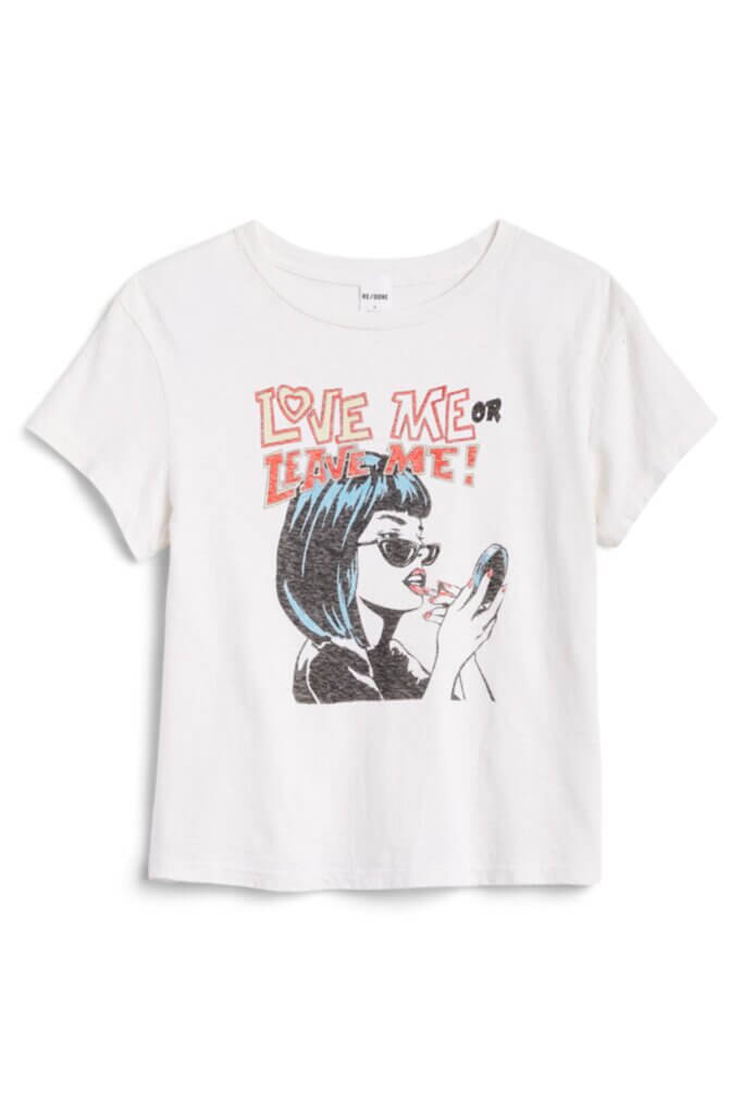 Stitch Fix Women’s white short-sleeve graphic T-shirt.