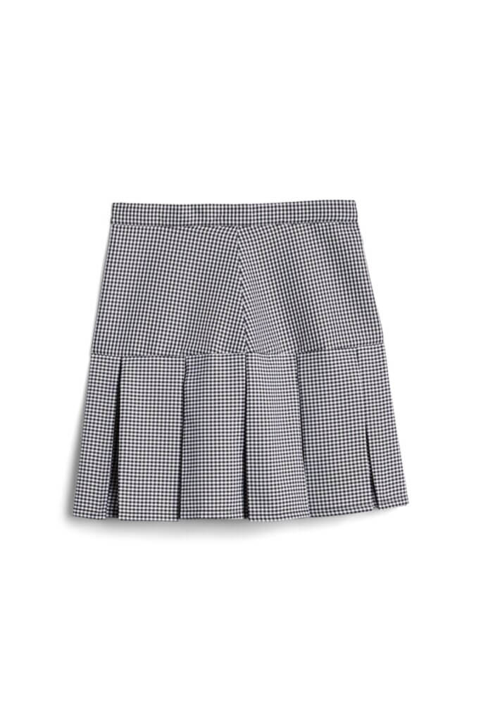 Stitch Fix Women’s navy and white plaid collegiate fashion pleated skirt.