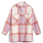 Stitch Fix Women’s pink and white plaid shacket.