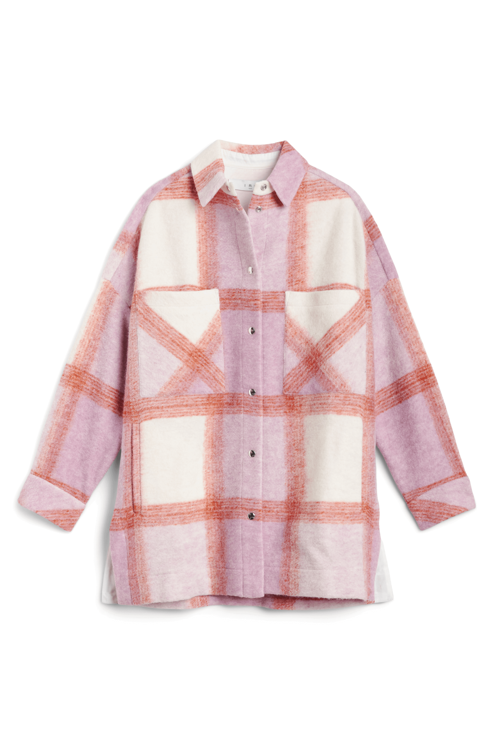 Stitch Fix Women’s pink and white plaid shacket.