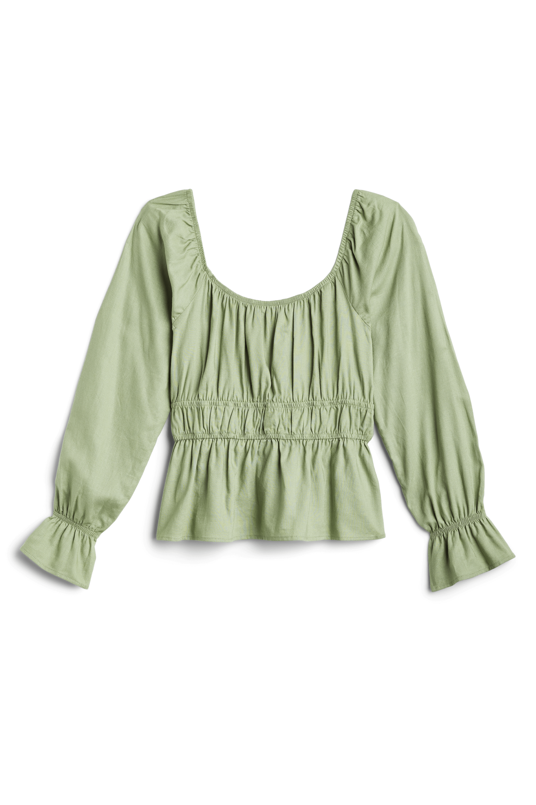Stitch Fix Women's romantic style long-sleeve top with cinched wrists and gathered bodice.