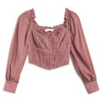 Stitch Fix Women’s dusty pink corset-style long-sleeve blouse.