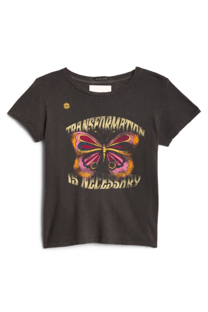 Stitch Fix Women’s dark grey butterfly print graphic T-shirt.