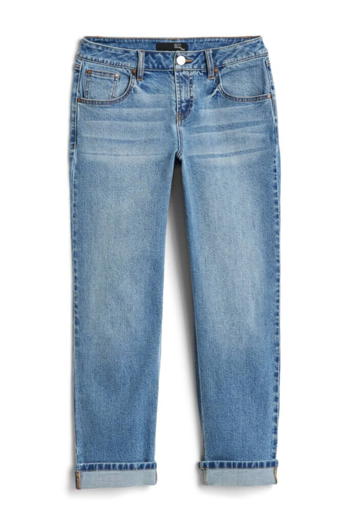 Stitch Fix Women’s medium-wash cuffed straight-leg jeans.