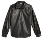 Stitch Fix Women’s black leather button-up shirt.
