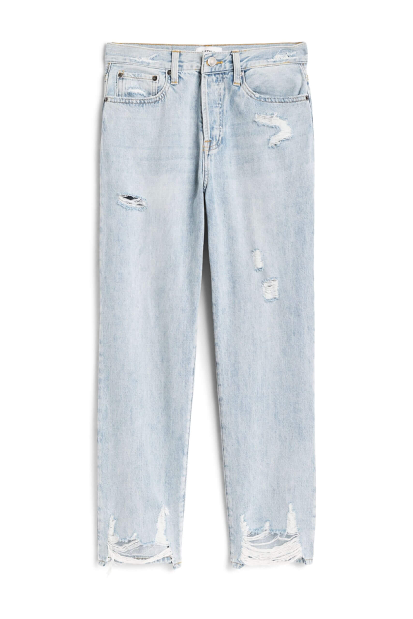 Stitch Fix Women’s distressed light-wash straight-leg jeans.
