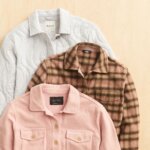 Stitch Fix women’s cottagecore aesthetic shackets and utility jackets in various colors and prints.