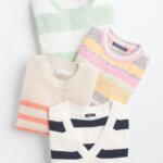 Stitch Fix women’s preppy style striped sweaters in an array of colors..