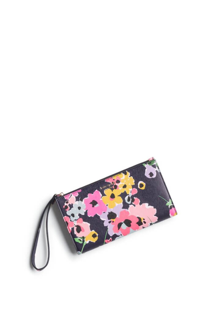 Stitch Fix women's black, pink, blue and yellow floral print clutch bag.