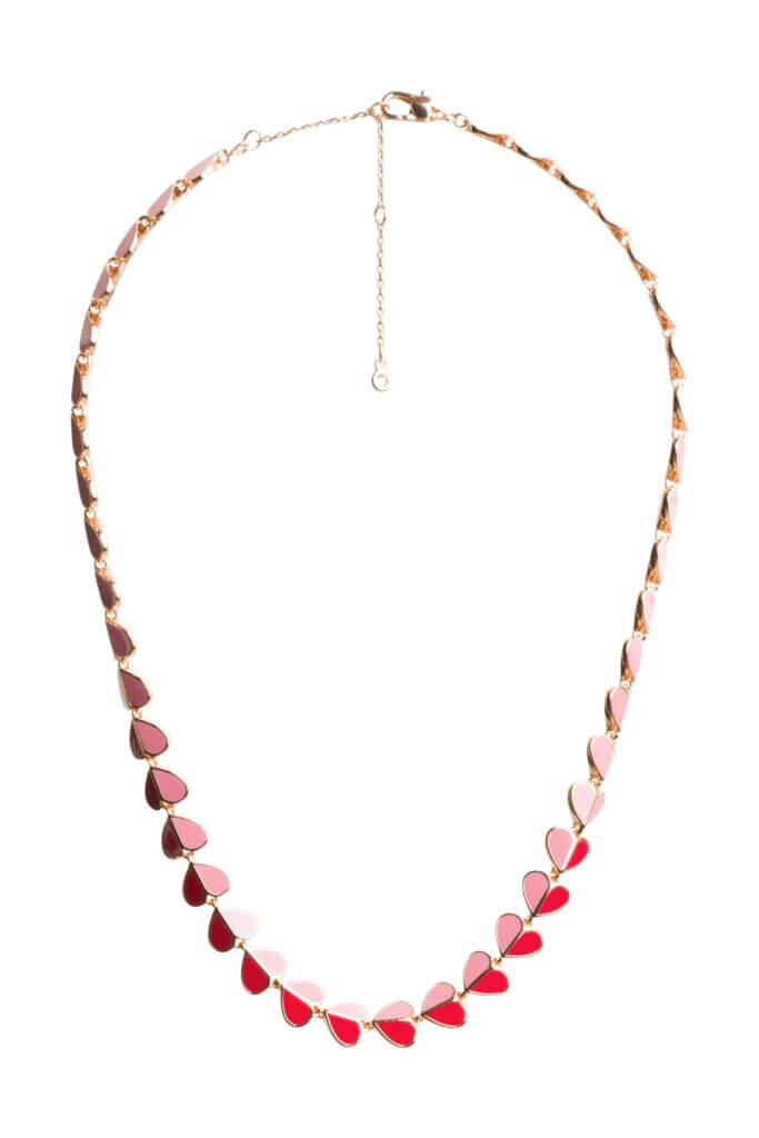Stitch Fix women's red and gold heart chain necklace.