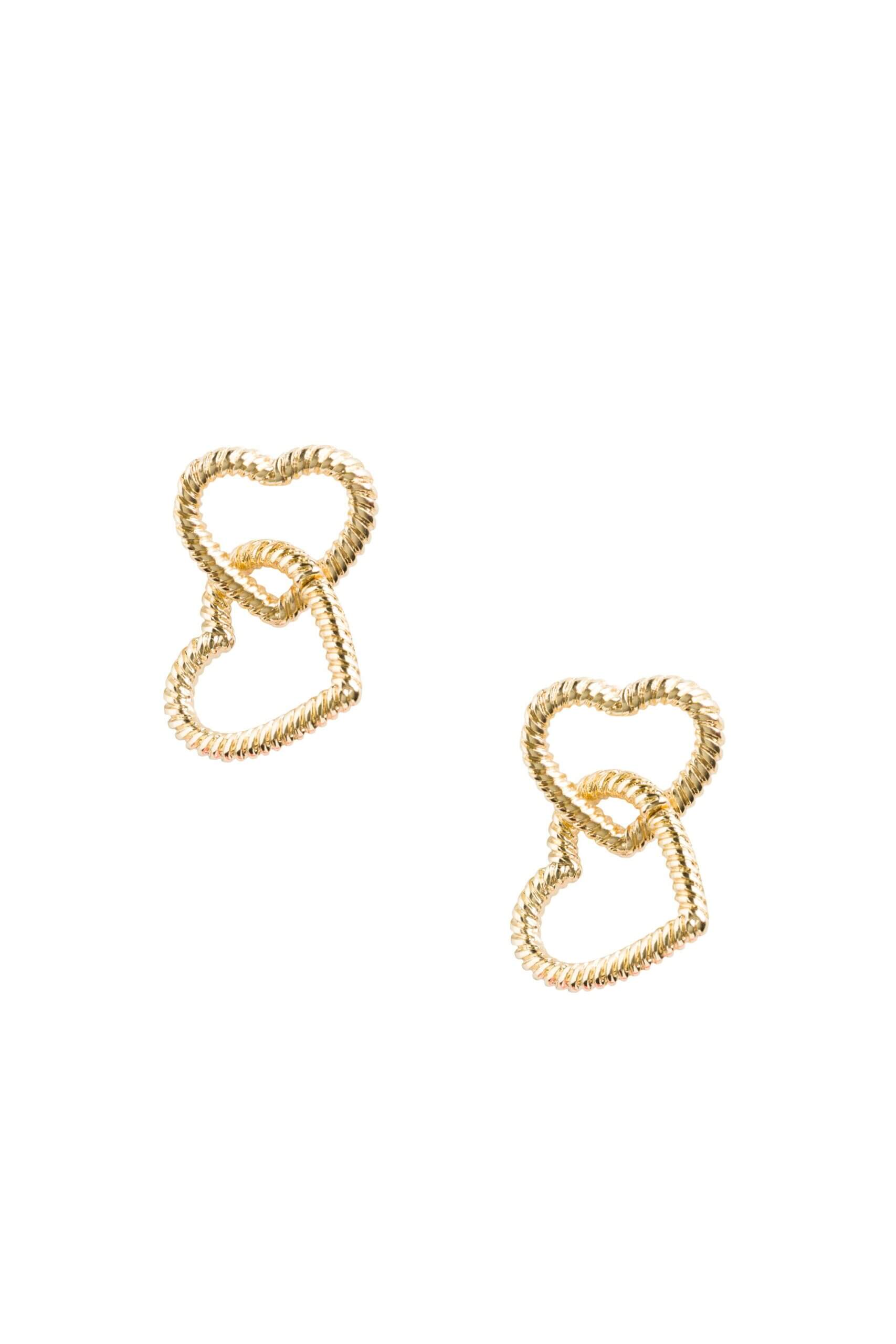 Stitch Fix women's gold, heart linked earrings.
