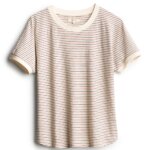 Stitch Fix women’s essential road trip packing list red, white and black striped tee.