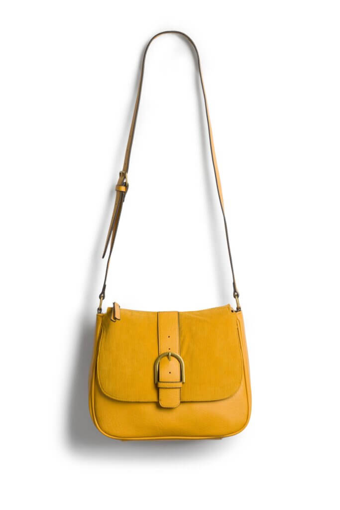Stitch Fix women's mustard saddle crossbody bag.