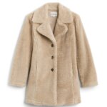 Stitch Fix women’s beige teddy bear coat with buttons.