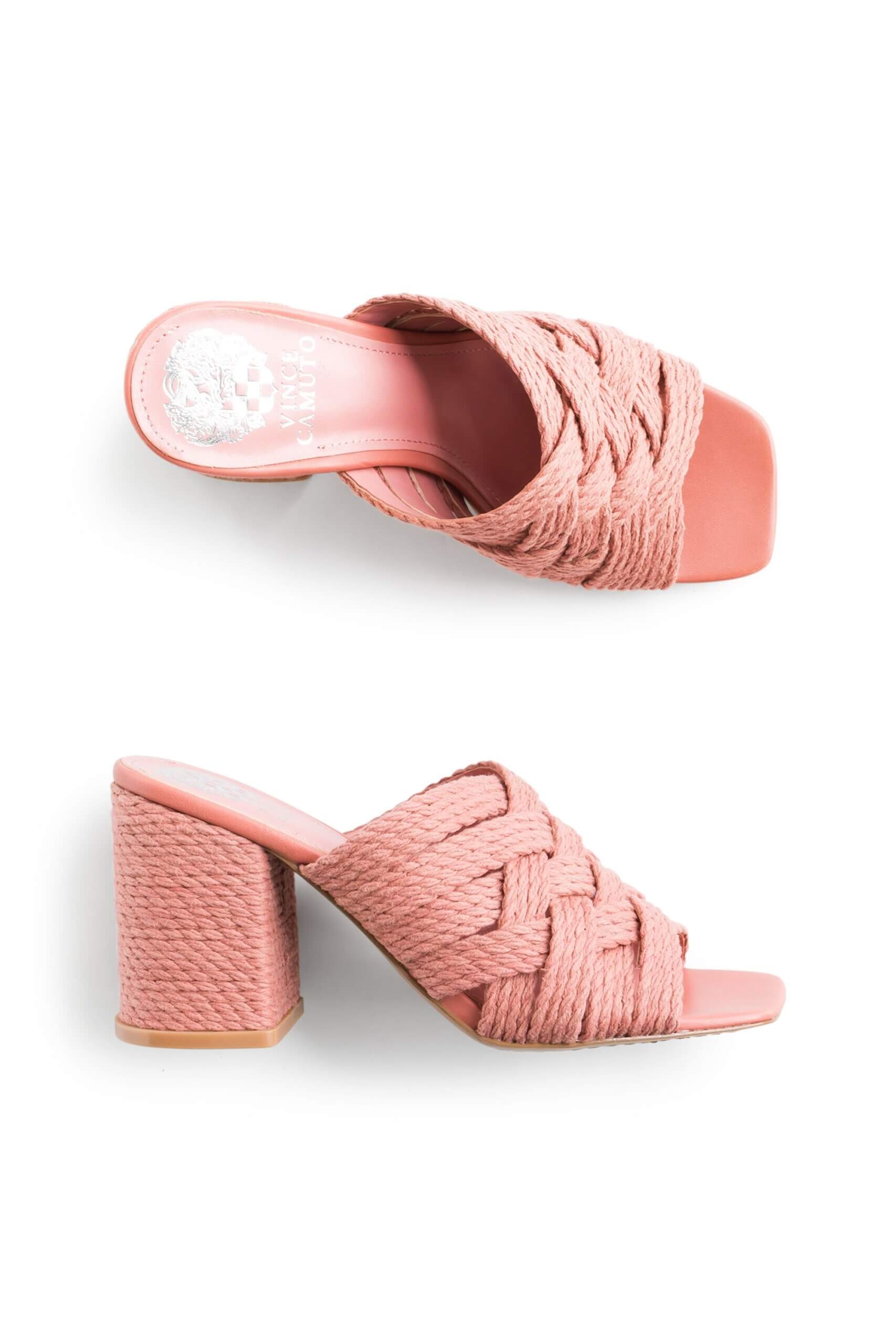 Stitch Fix women's pink peep toe mules.