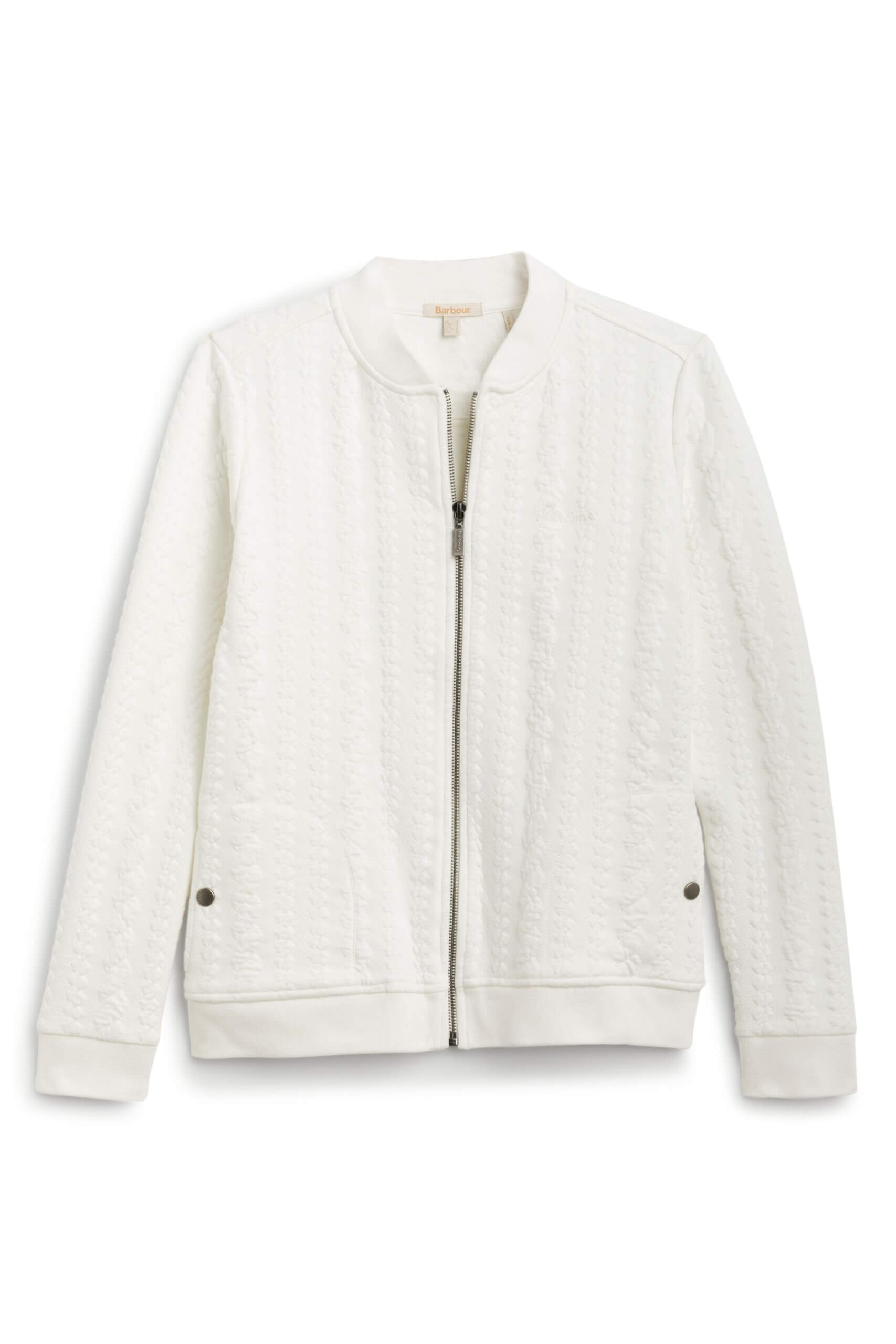 Stitch Fix women's textured white zip-up jacket.
