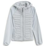 Stitch Fix women's light grey quilted hoodie.