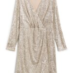 Stitch Fix women’s long-sleeve gold sequin dress.