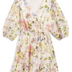 Stitch Fix women’s balloon-sleeve floral little white dress.