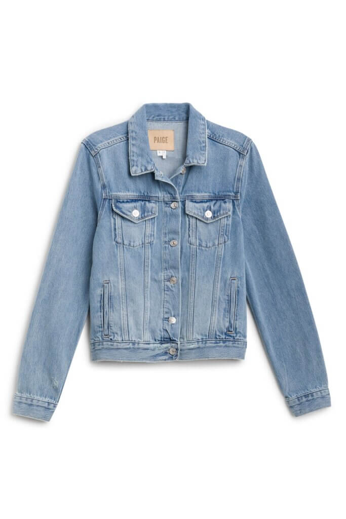 Stitch Fix women’s blue denim jacket with silver hardware.