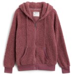 Stitch Fix women's mauve sherpa zip-up hoodie.