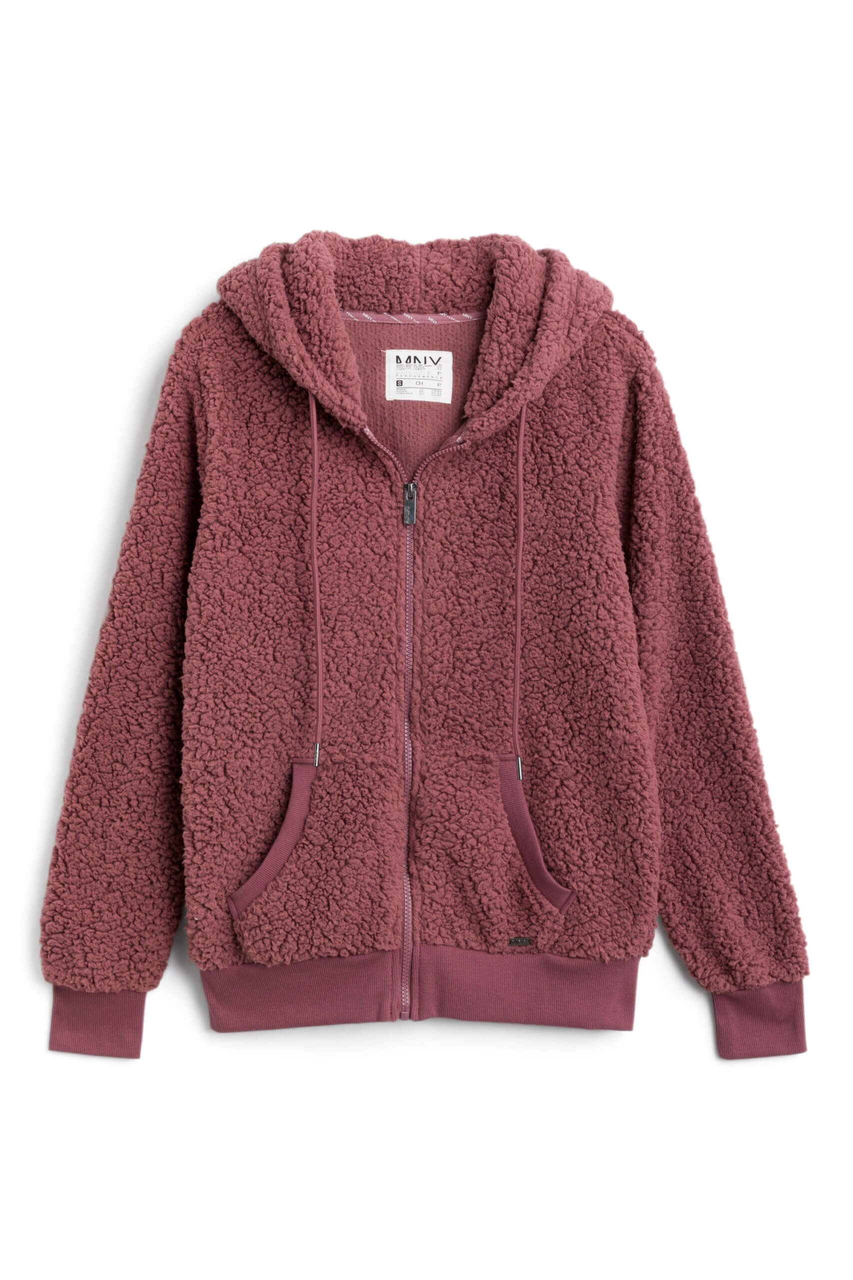 Stitch Fix women's mauve sherpa zip-up hoodie.