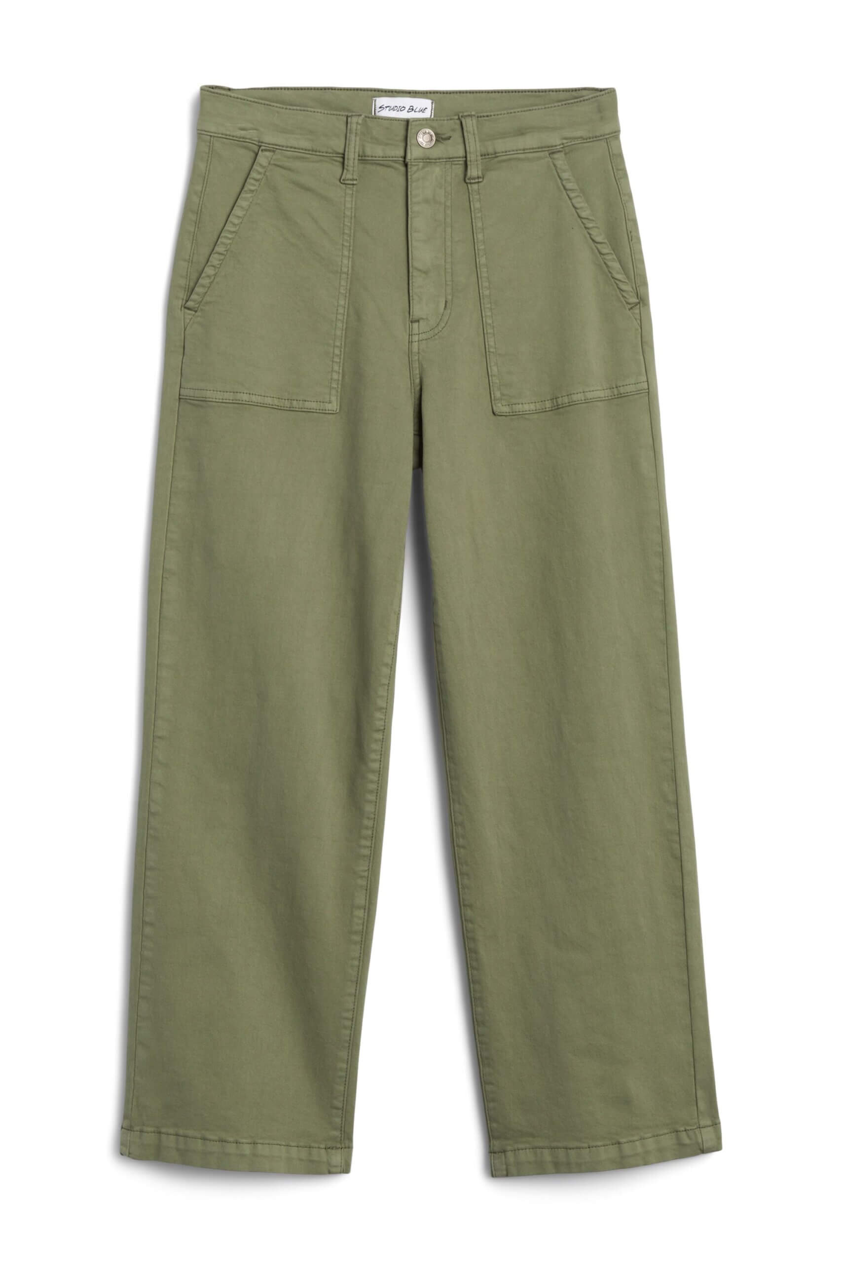 Stitch Fix women’s cottagecore aesthetic olive green wide-leg pants with utility pockets.