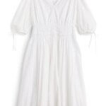 Stitch Fix women’s white smock-waist eyelet midi dress.