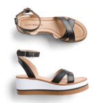Stitch Fix black, white and brown strappy platform sandals.