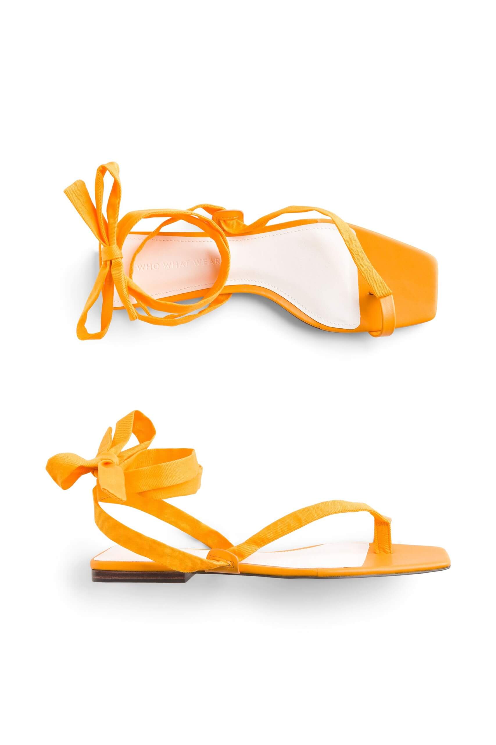Stitch Fix women’s yellow sandals with ankle tie-straps.