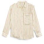 Stitch Fix women's off-white striped preppy style button-down shirt.