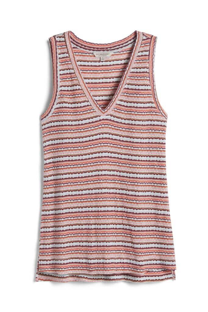 Stitch Fix women's striped v-neck tank.