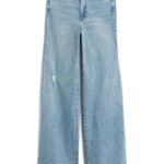 Stitch Fix women’s light blue distressed wide-leg jeans.
