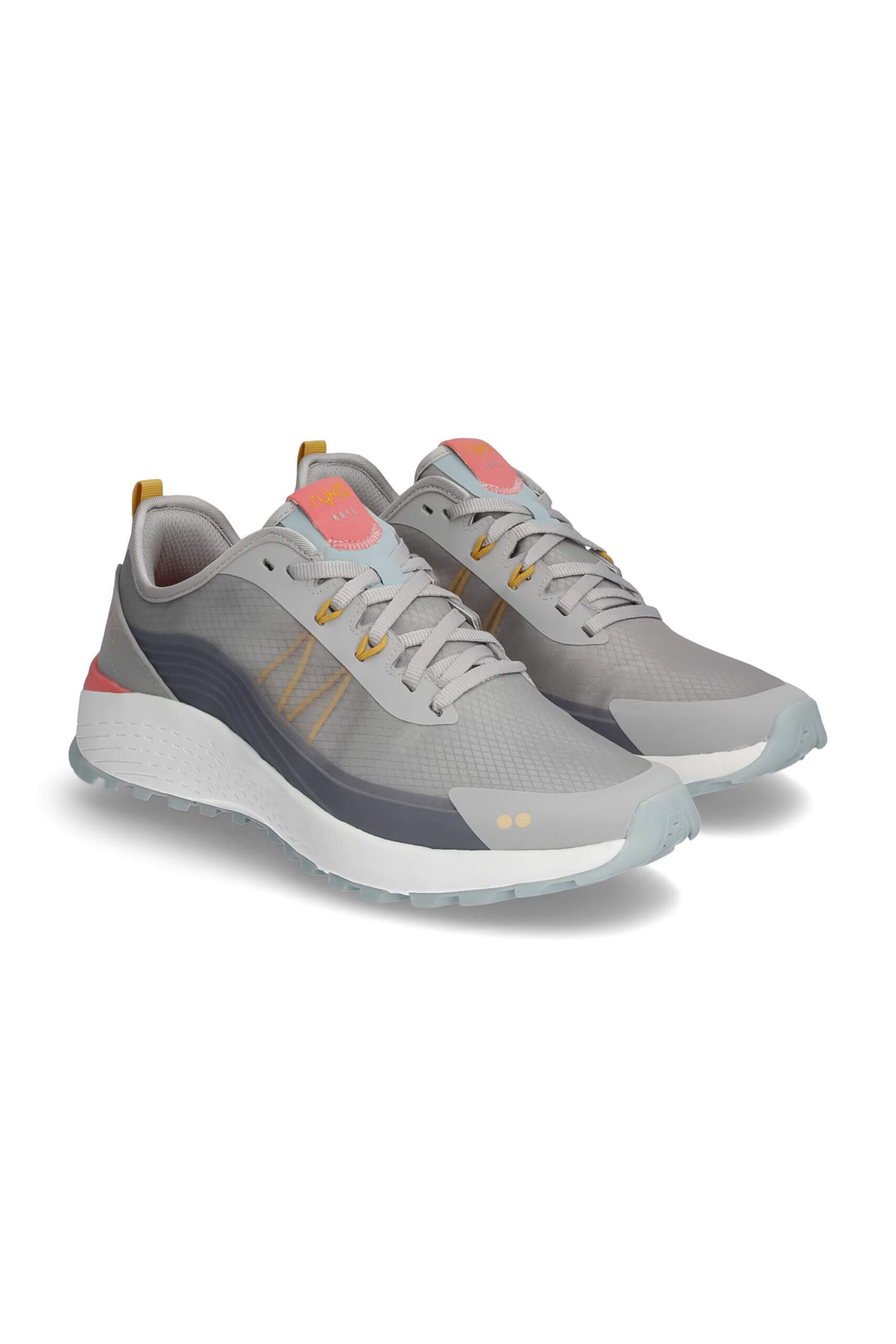 Stitch Fix women’s grey, white, light blue and pink sneakers.
