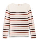 Stitch Fix women's white long sleeve striped knit top.