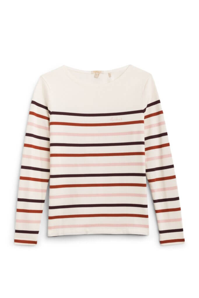 Stitch Fix women's white long sleeve striped knit top.