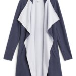 Stitch Fix women’s navy and grey lounge drape jacket.