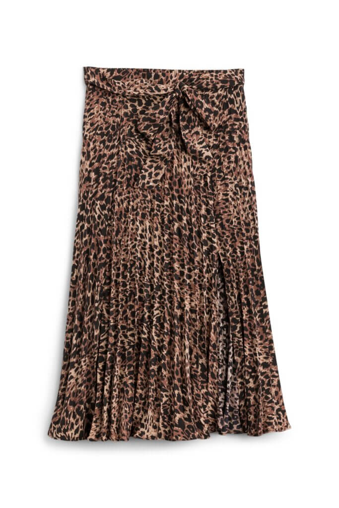 Stitch Fix women’s leopard print pleated midi skirt.