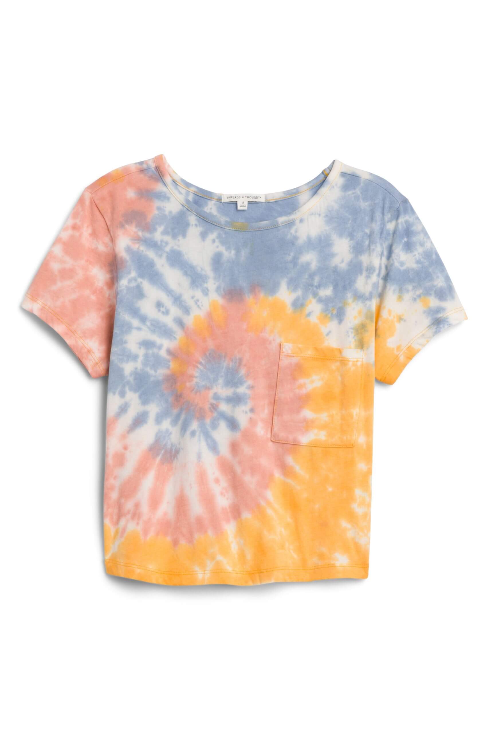 Stitch Fix women’s blue, pink, yellow and white tie-dye T-shirt.
