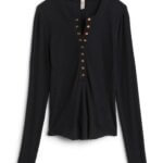 Stitch Fix women’s black long-sleeved thermal henley.