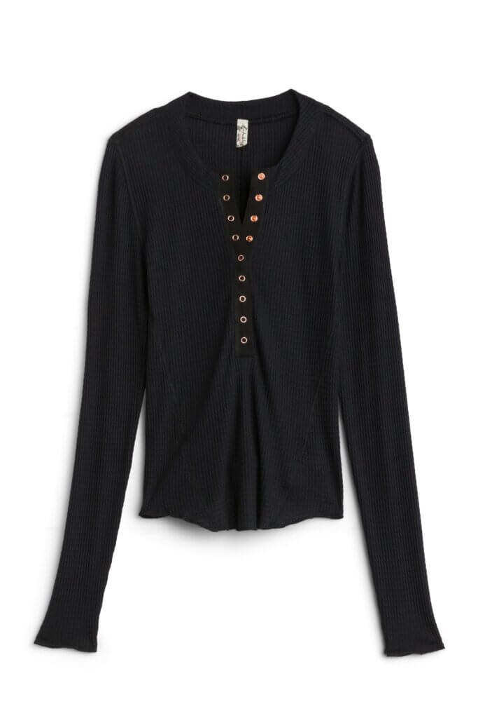 Stitch Fix women’s black long-sleeved thermal henley.
