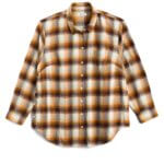 Stitch Fix women's brown plaid button-down flannel.