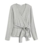 Stitch Fix women's grey wrap front sweater.