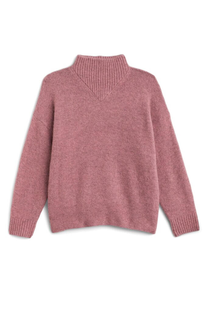 Stitch Fix women's dusty pink mock neck sweater.